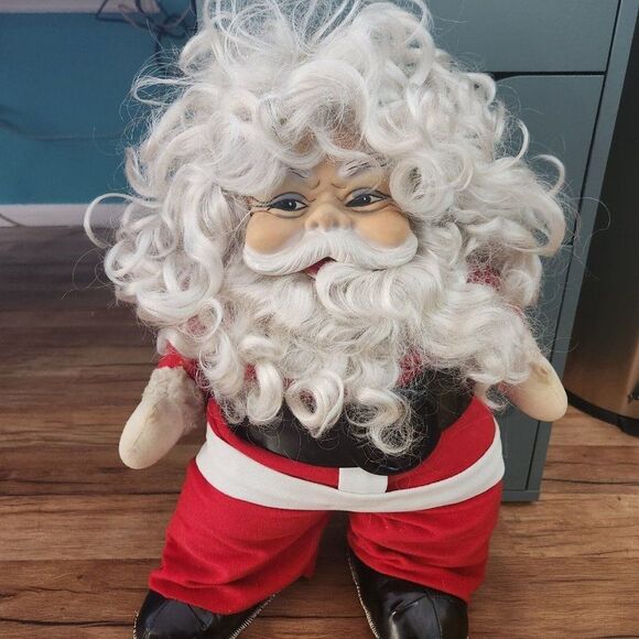 Vintage Rushton Rubber Face Santa 20" Plush Upcycled See Pics Description - Picture 6 of 13